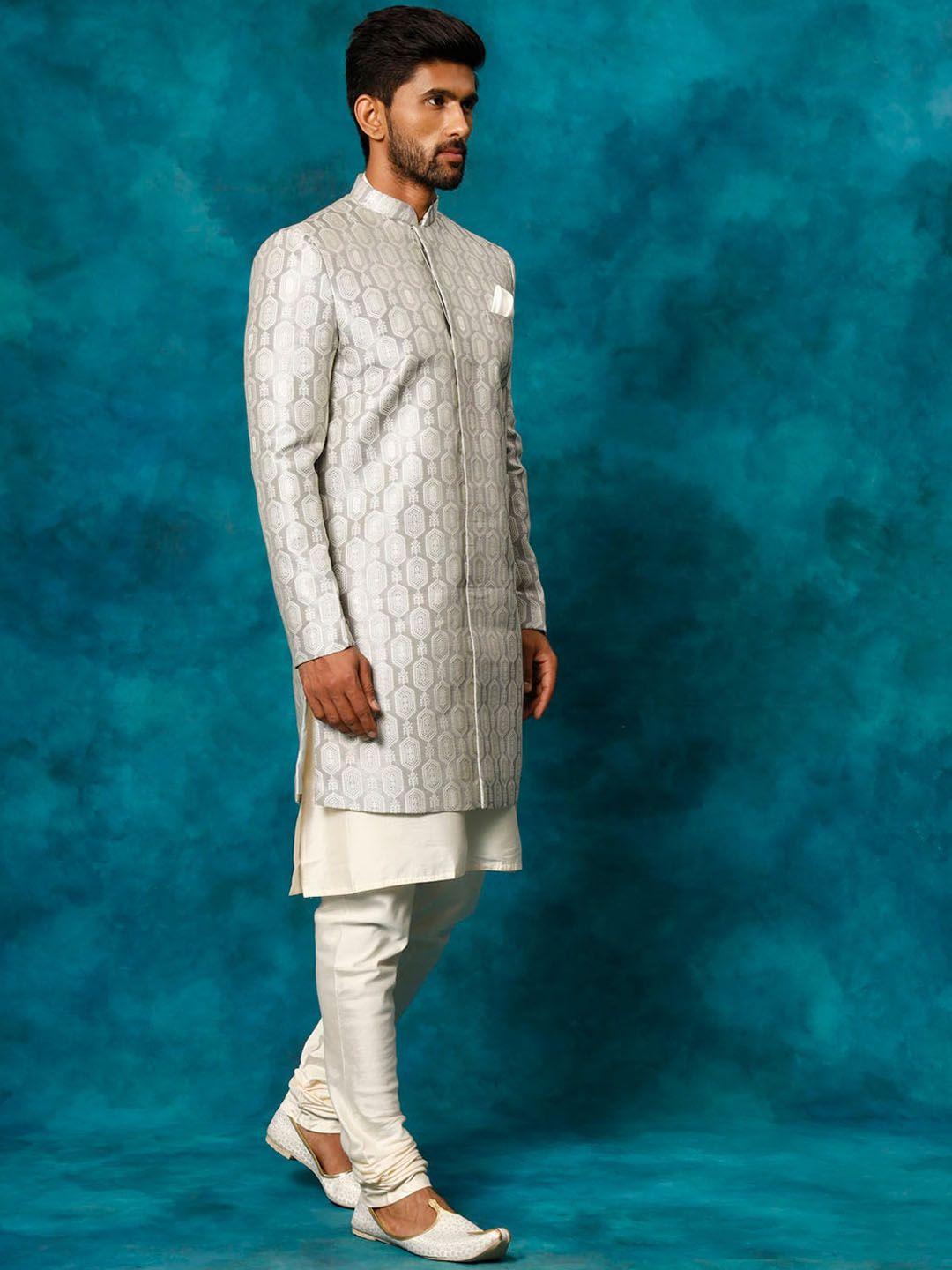 vastramay embroidered indo-western sherwani set