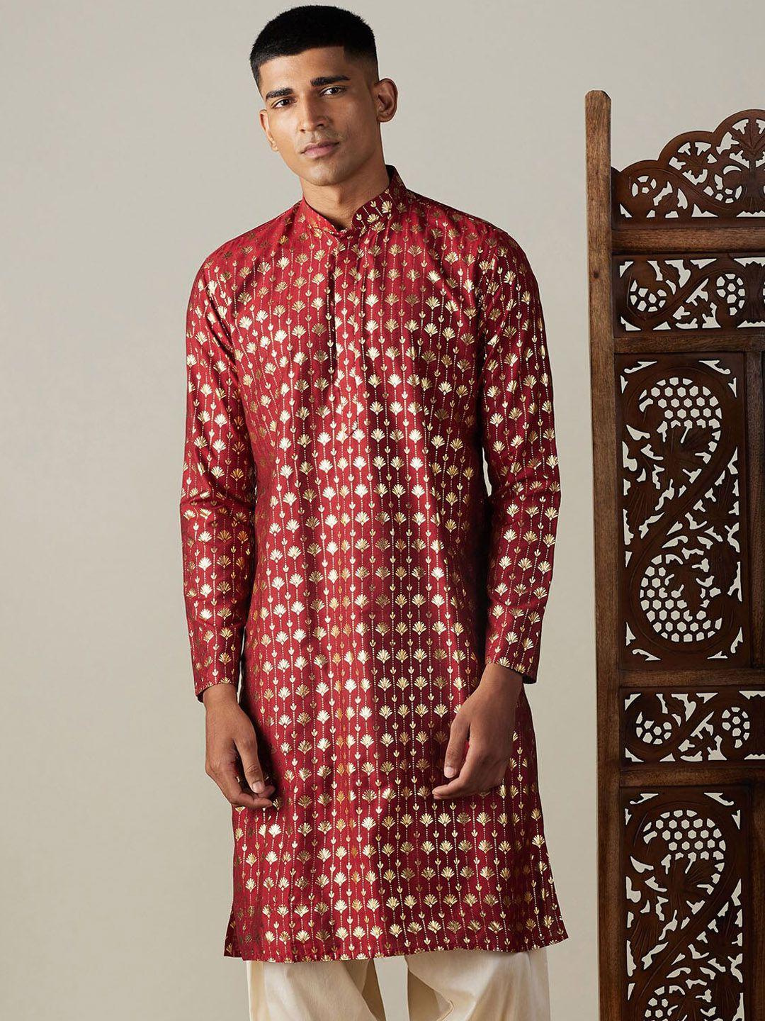 vastramay ethnic motifs printed mandarin collar kurta