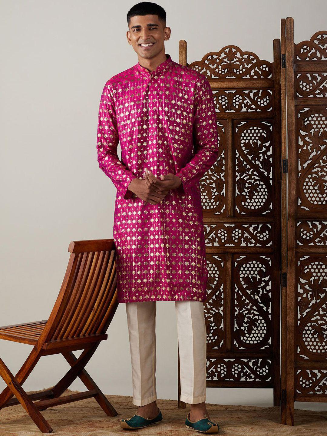 vastramay ethnic motifs printed straight kurta with pyjamas