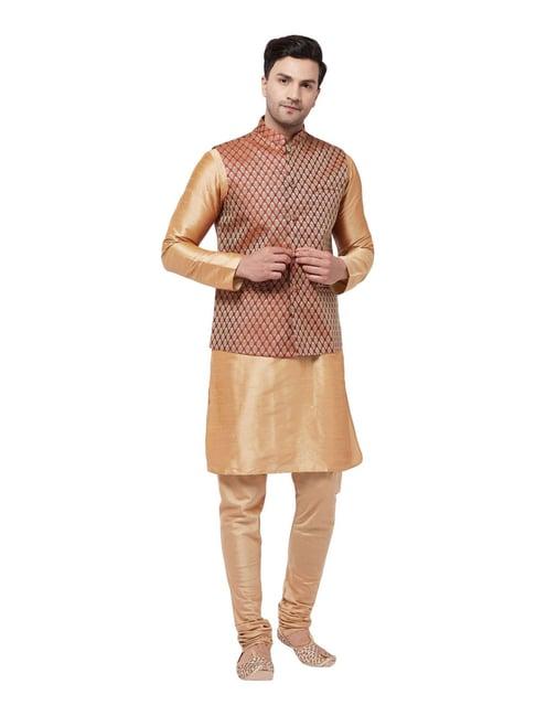 vastramay gold  regular fit self pattern kurta set