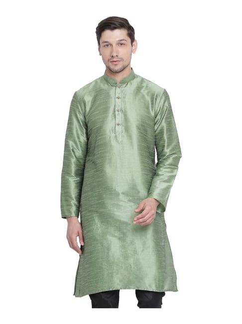 vastramay green straight fit self pattern kurta