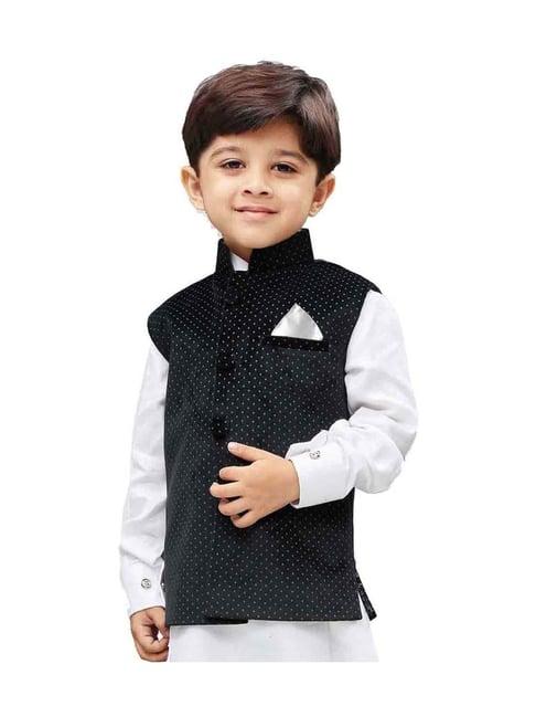 vastramay kids black printed nehru jacket