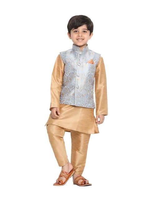 vastramay kids grey self pattern nehru jacket