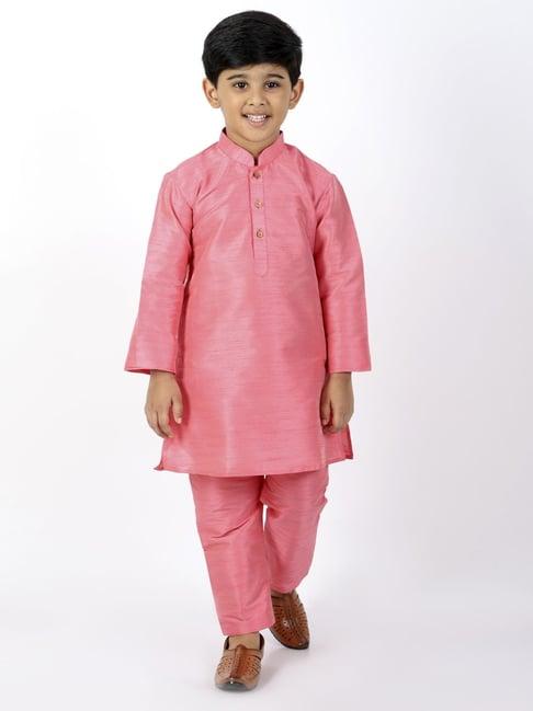 vastramay kids pink regular fit kurta set