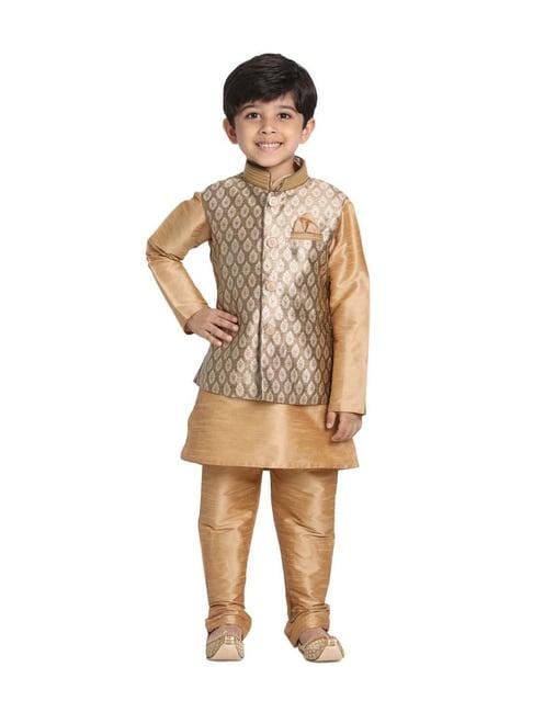 vastramay kids rose gold embellished kurta set