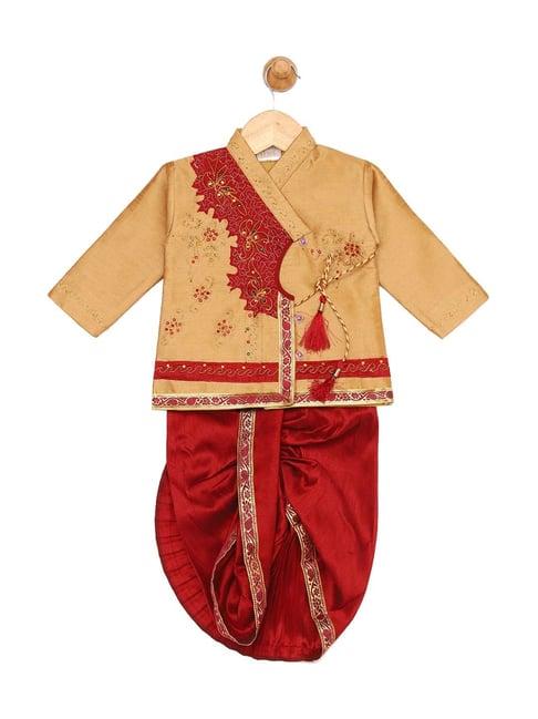 vastramay kids rose gold embroidered kurta set