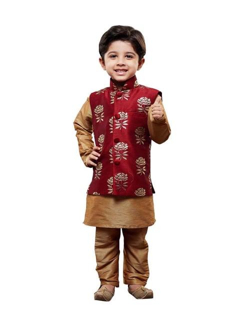 vastramay kids rose gold printed kurta set