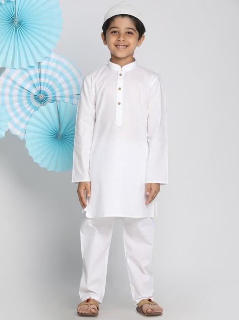 vastramay kids white cotton kurta set