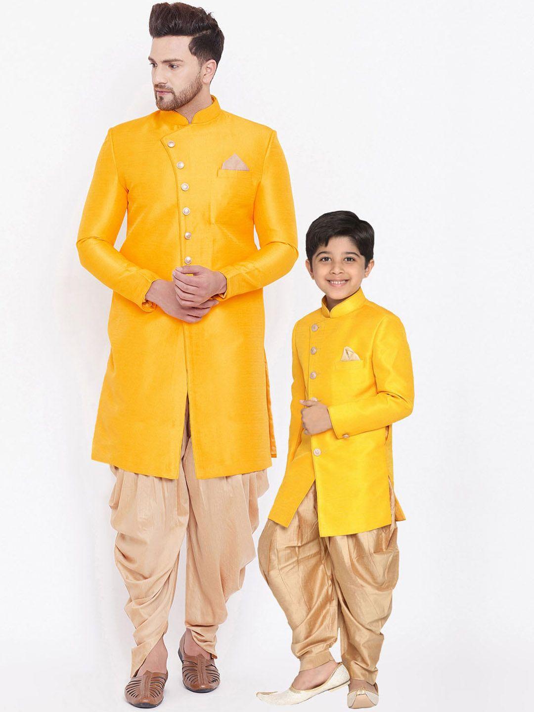 vastramay mandarin collar slim-fit sherwani set