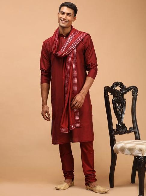 vastramay maroon regular fit kurta bottom set