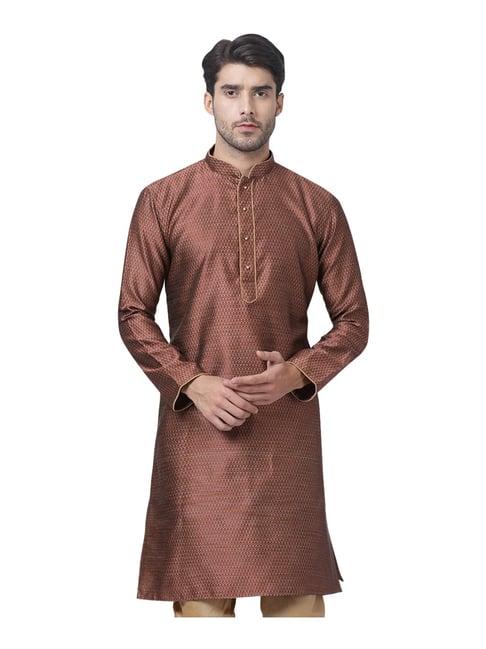 vastramay maroon straight fit self pattern kurta