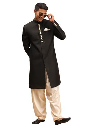 vastramay men's black and cream viscose sherwani set-hy5_vasmsw029blnptycr_42