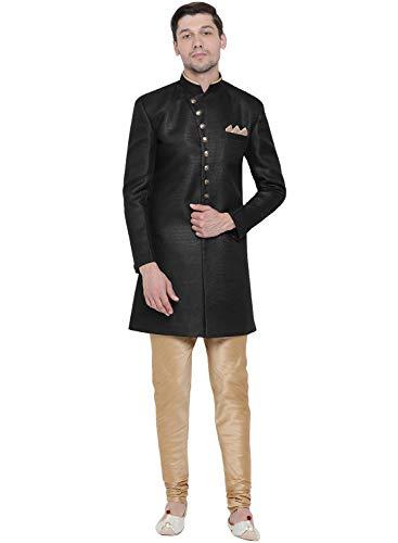 vastramay men's black silk blend sherwani set_vasmiw001blnprg_42