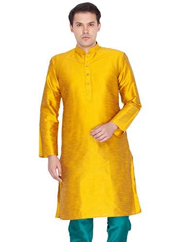 vastramay men's gold silk blend kurta(vasmkmd001-50)