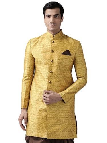 vastramay men's yellow silk blend sherwani only top_vasmiw105yw_42