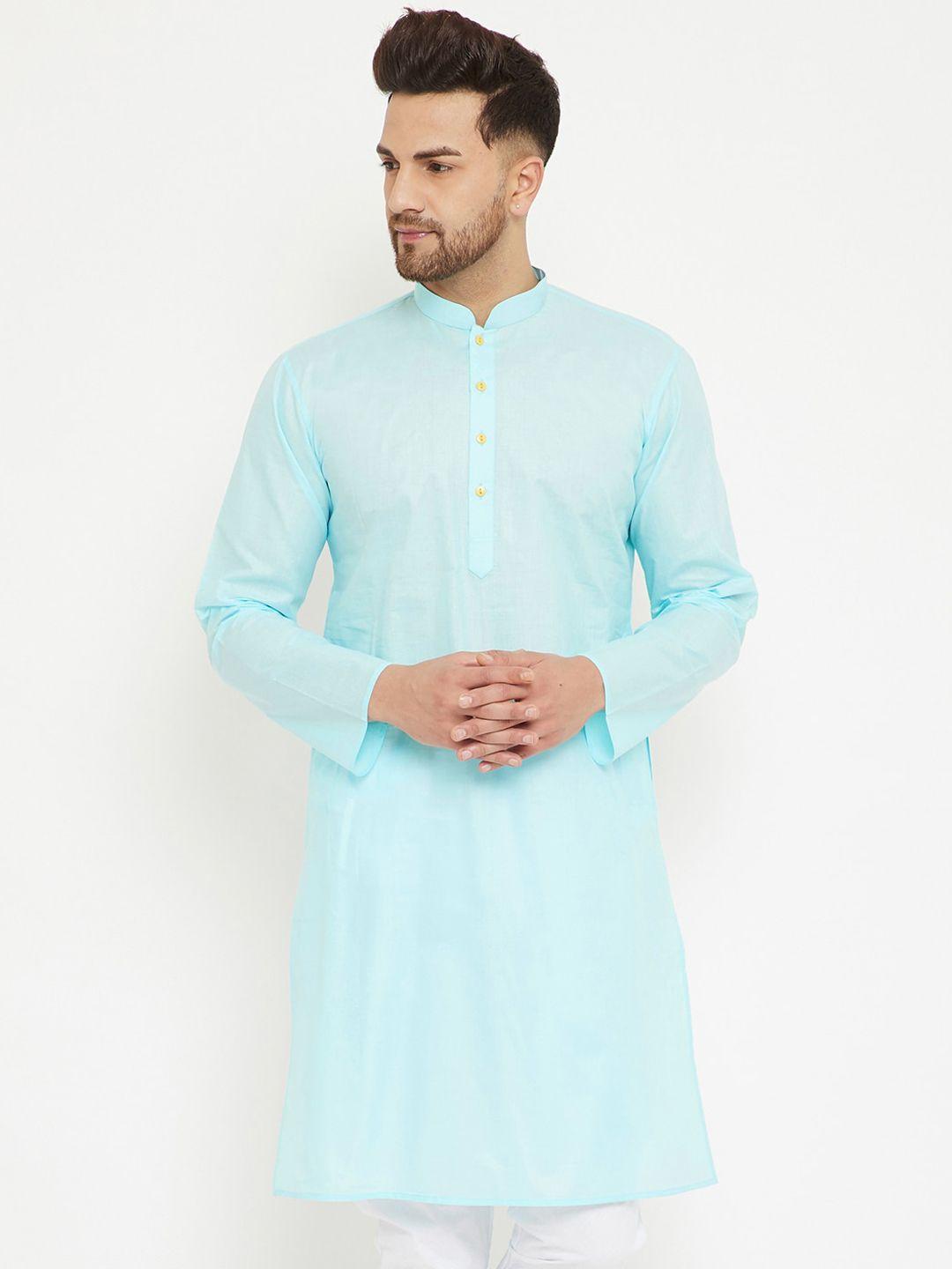 vastramay men blue thread work kurta