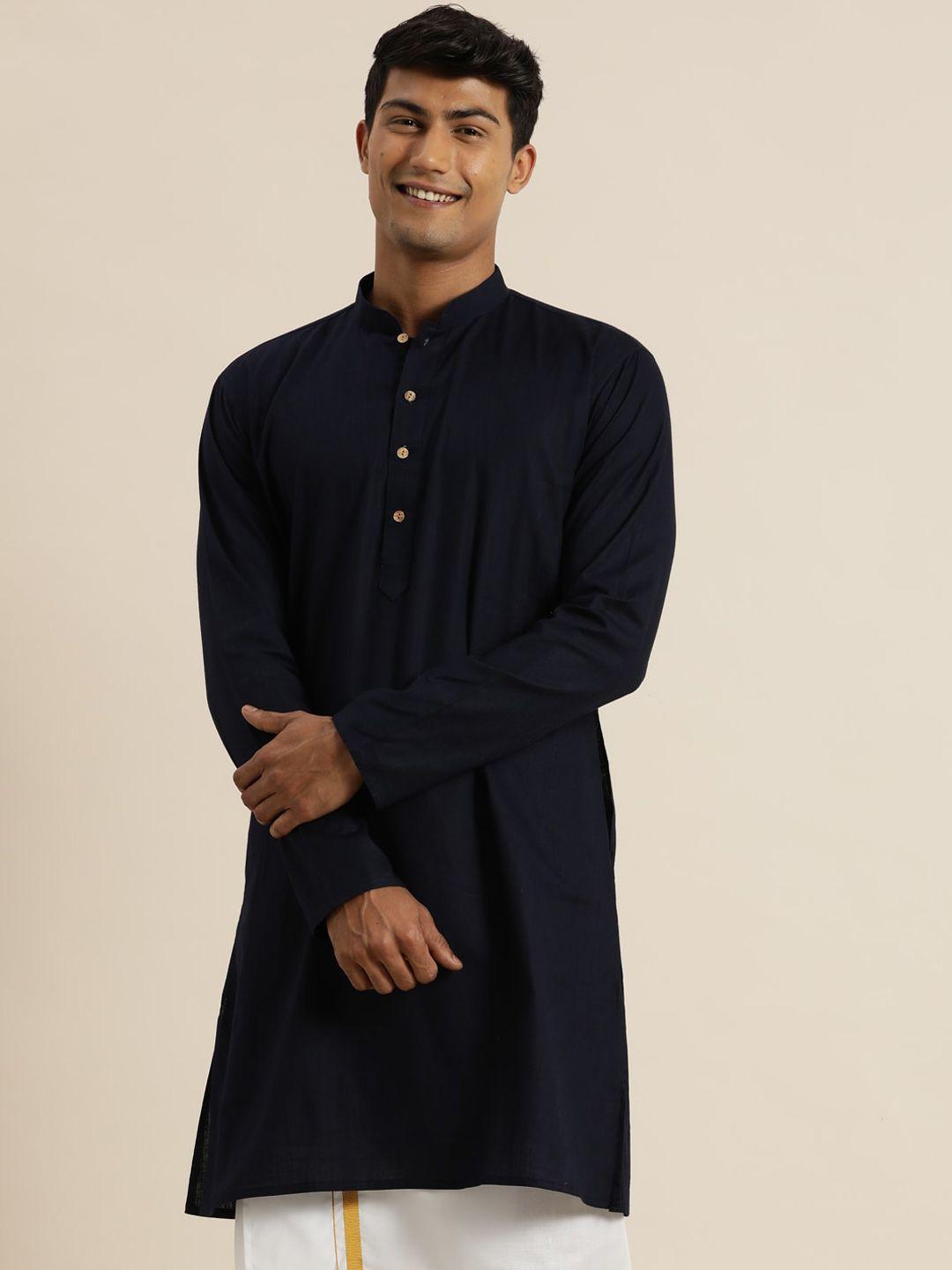 vastramay men cotton solid kurta