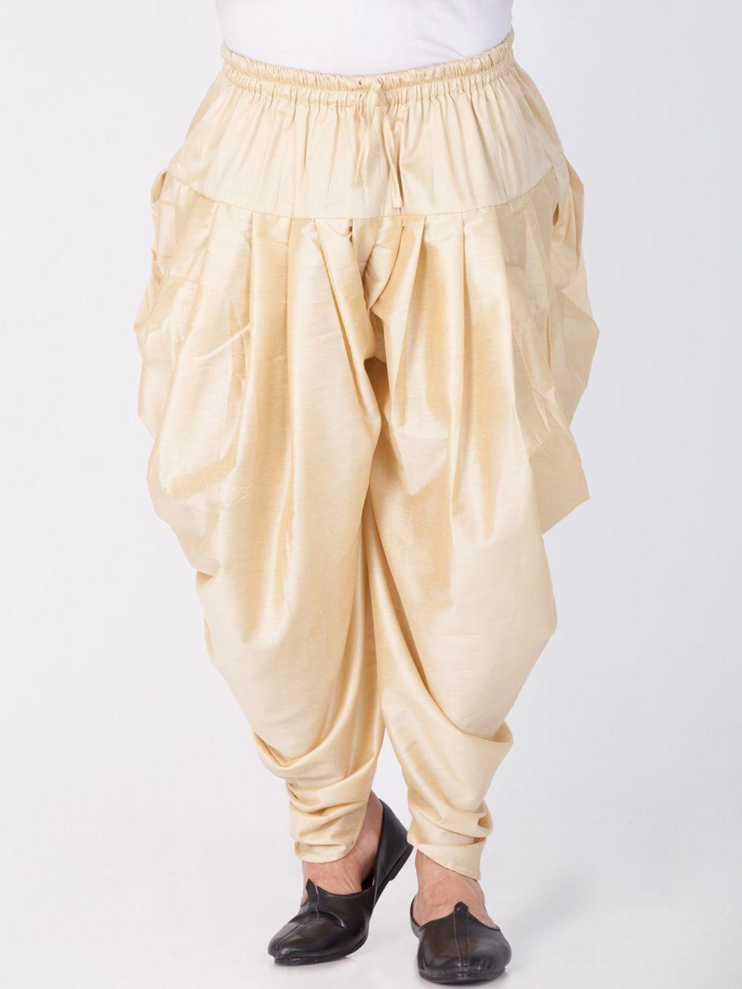 vastramay men gold-colored solid dhoti pants