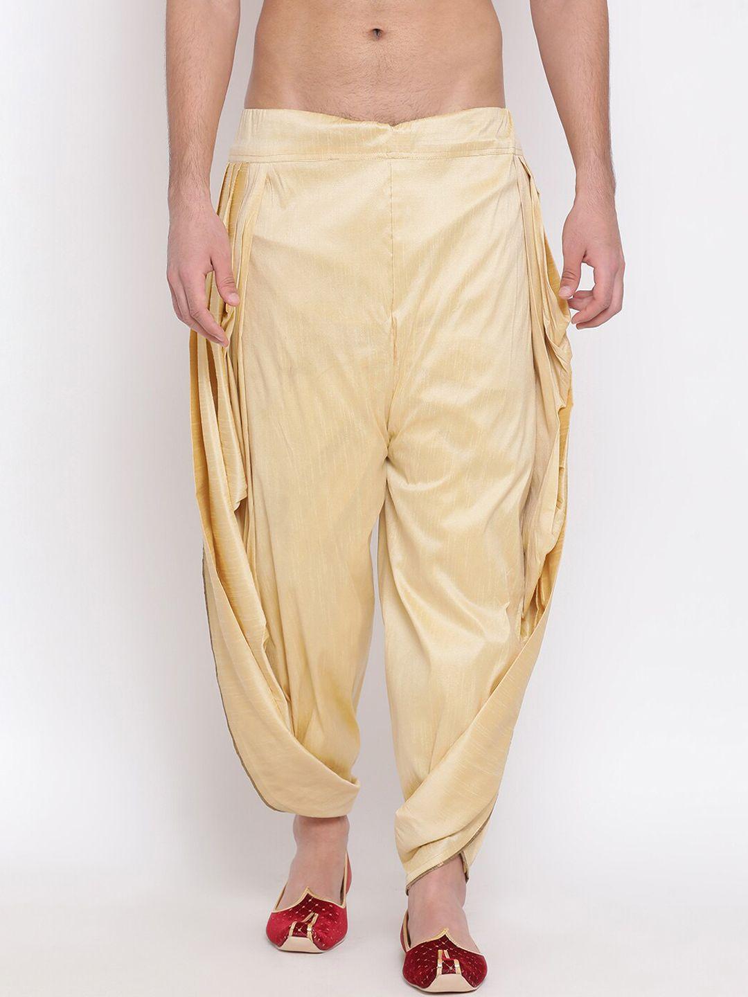 vastramay men gold-colour solid dhoti pants