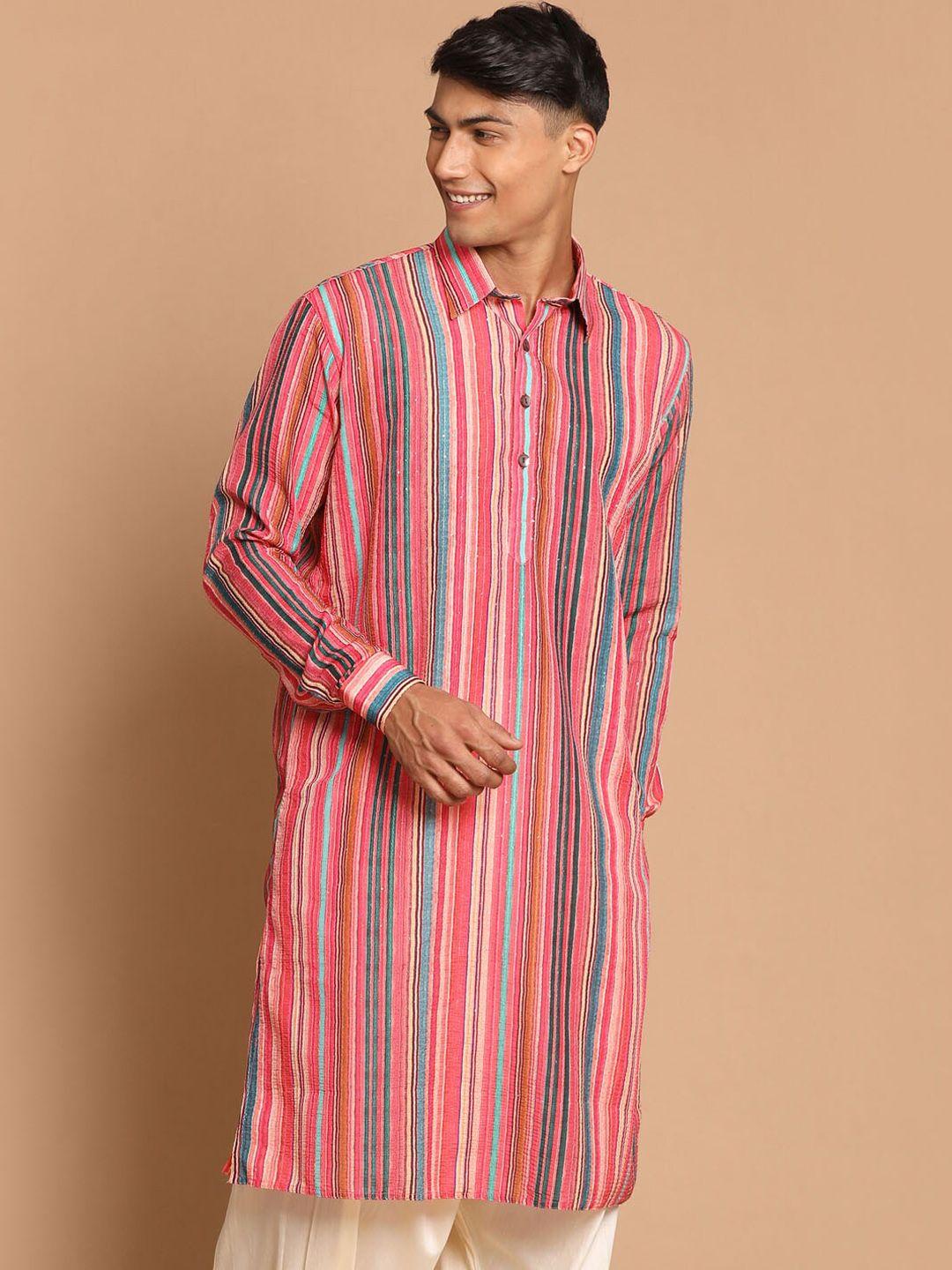 vastramay men multicoloured striped kurta