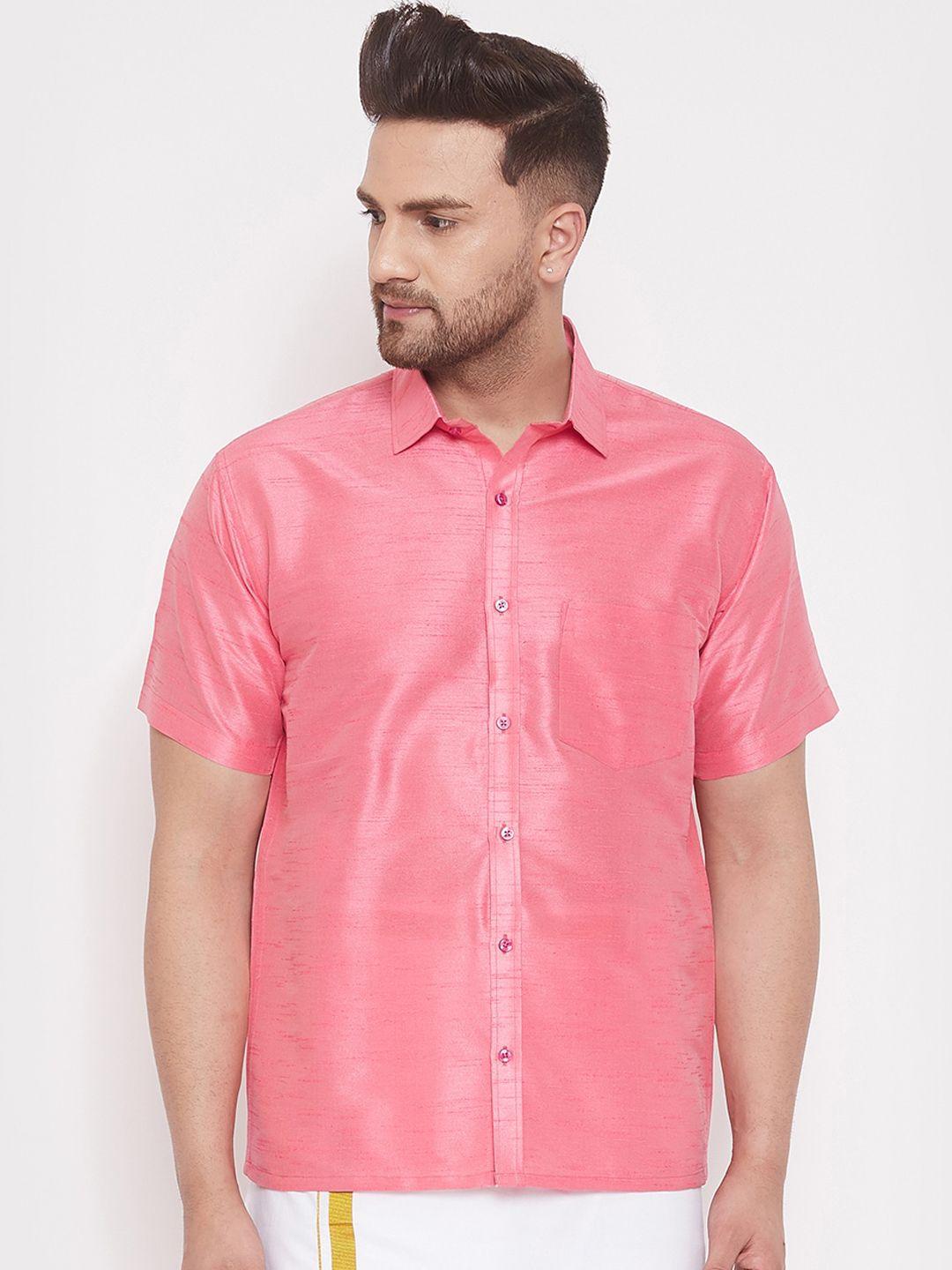 vastramay men pink casual shirt