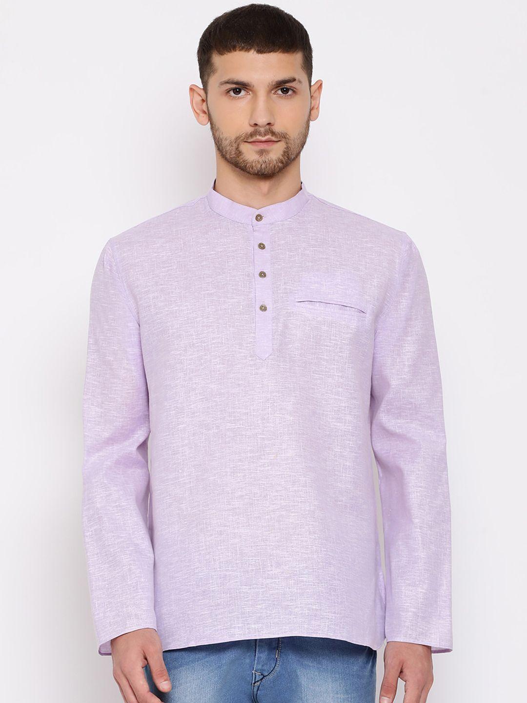 vastramay men purple solid kurta