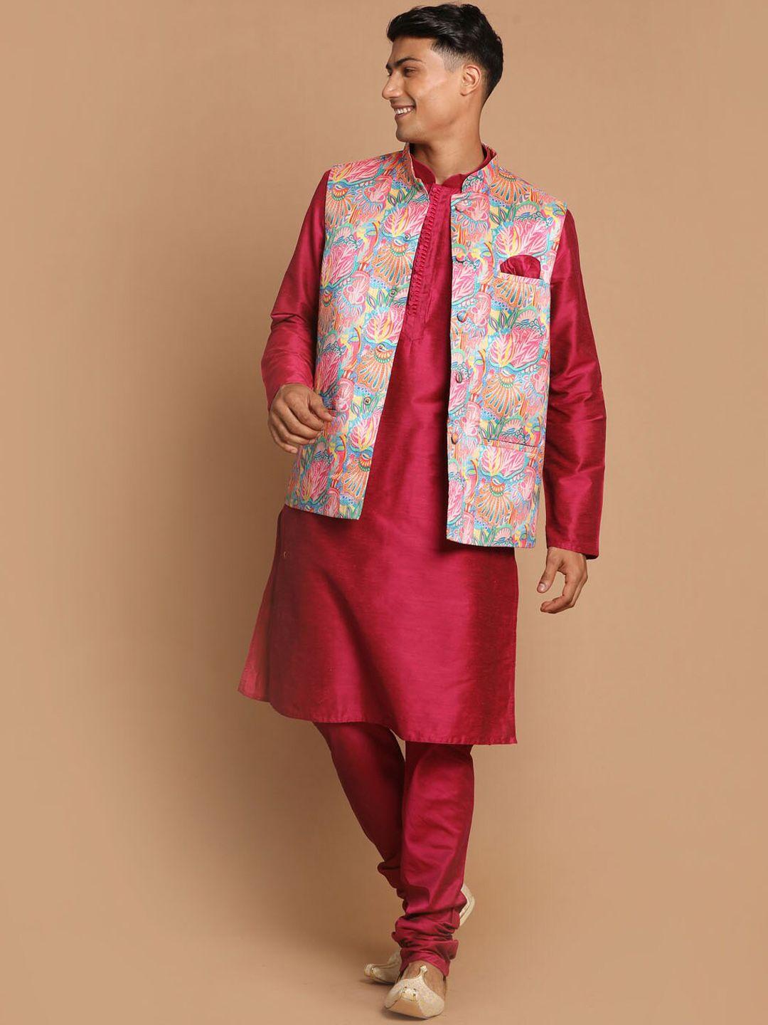 vastramay men red kurta with pyjamas