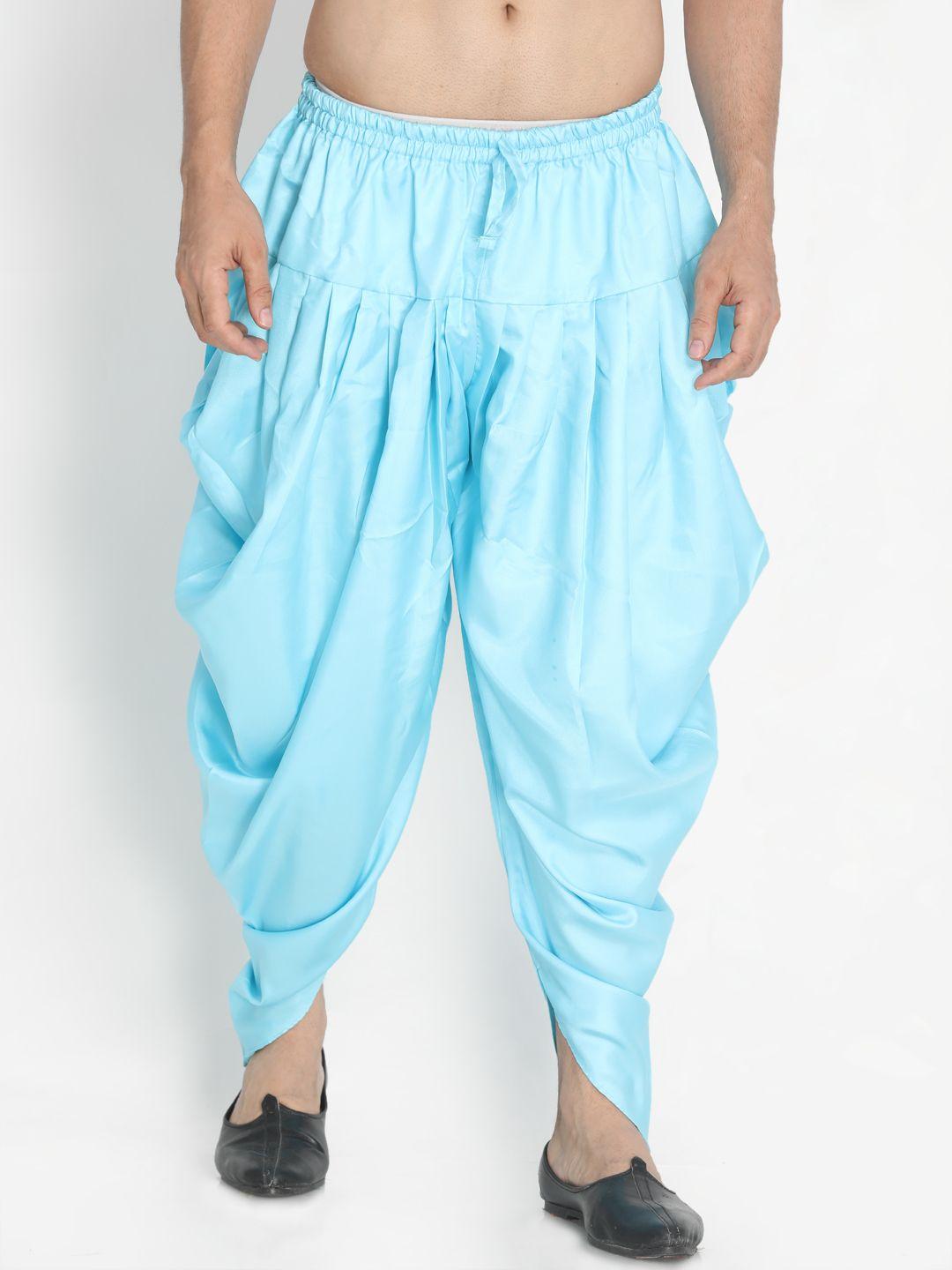 vastramay men turquoise blue solid dhoti pants