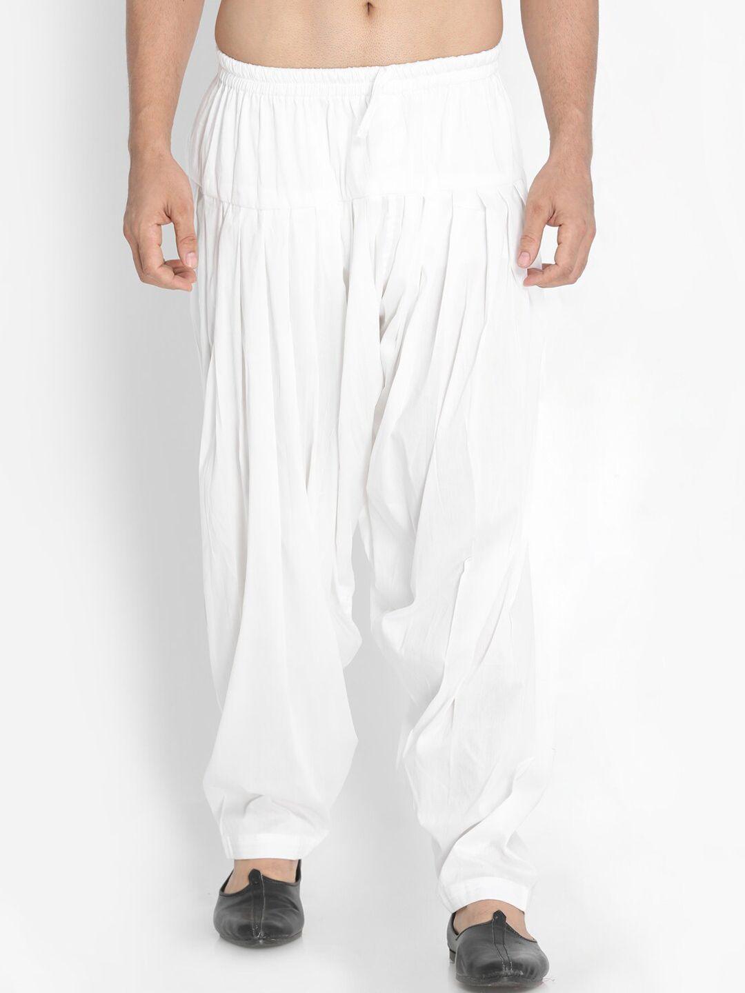 vastramay men white cotton blend pyjama