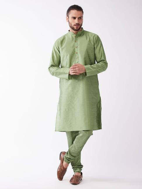 vastramay mint green regular fit kurta bottom set