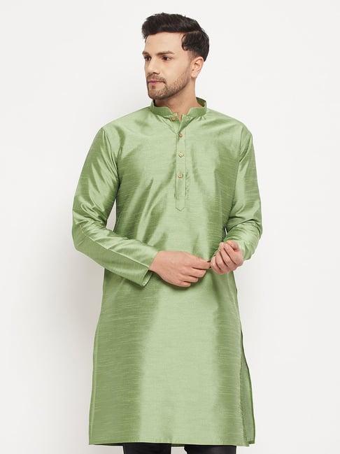 vastramay mint green regular fit kurta