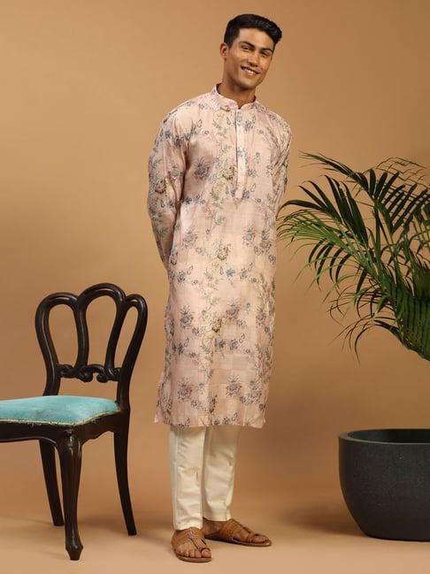 vastramay multicolor regular fit floral print kurta & pants set