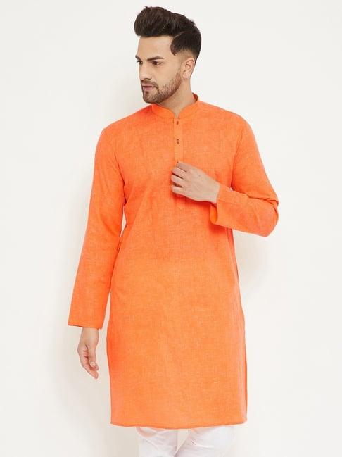 vastramay orange regular fit kurta