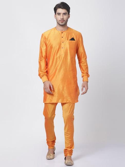 vastramay orange relaxed fit kurta set