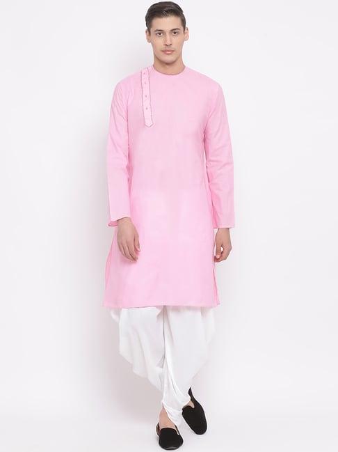 vastramay pink & white straight fit kurta set