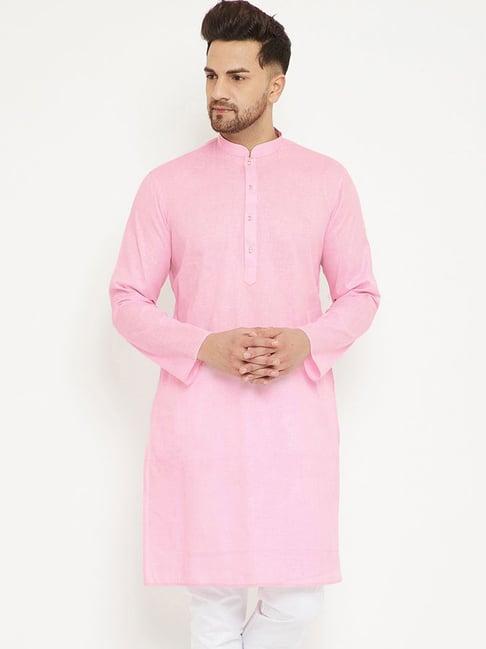 vastramay pink cotton straight fit texture kurtas