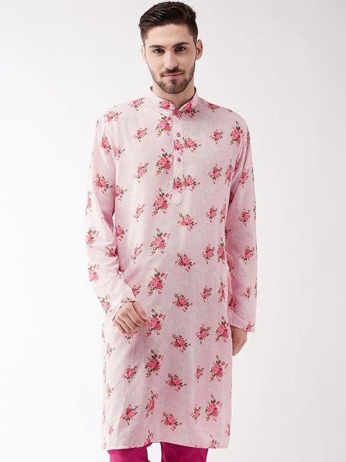 vastramay pink straight fit printed kurtas