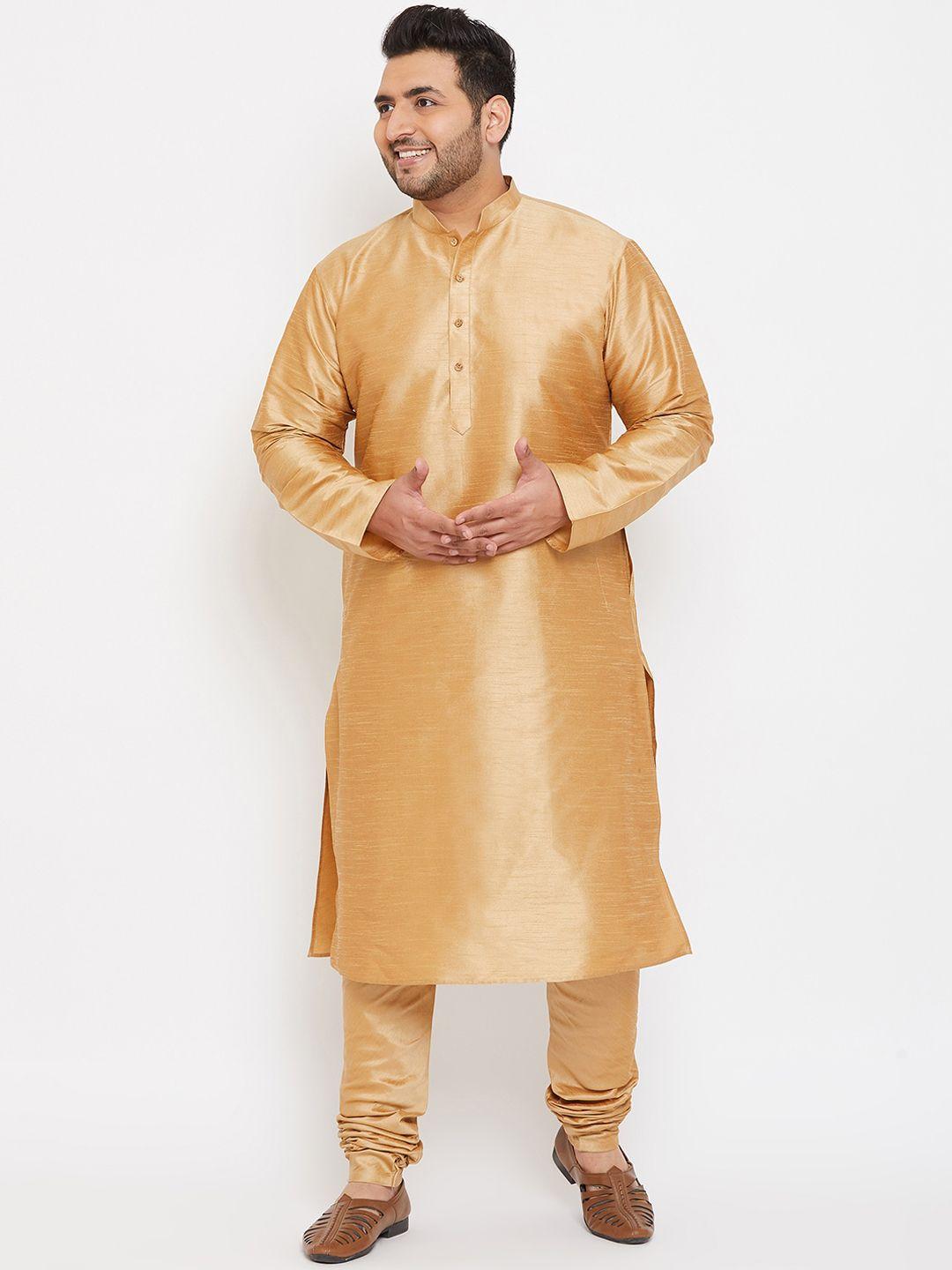 vastramay plus men gold-toned kurta with pyjamas