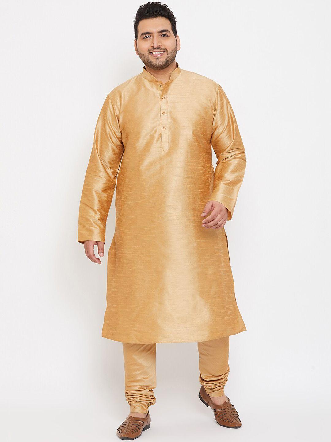 vastramay plus men gold-toned kurta