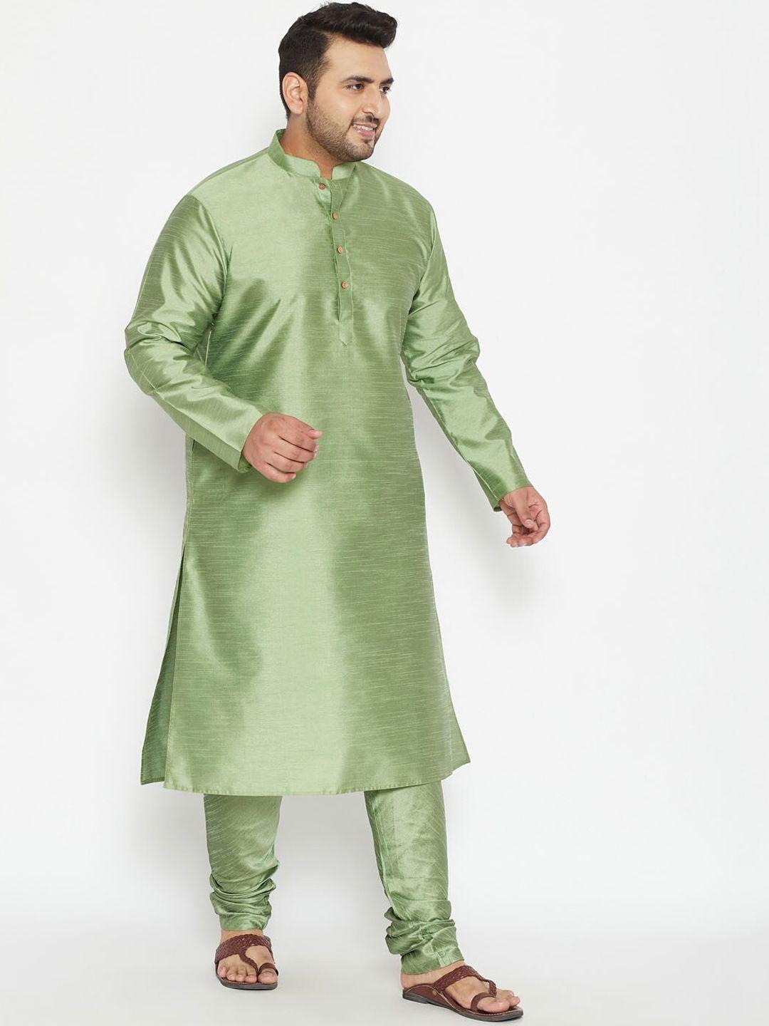 vastramay plus men green empire kurta with pyjamas