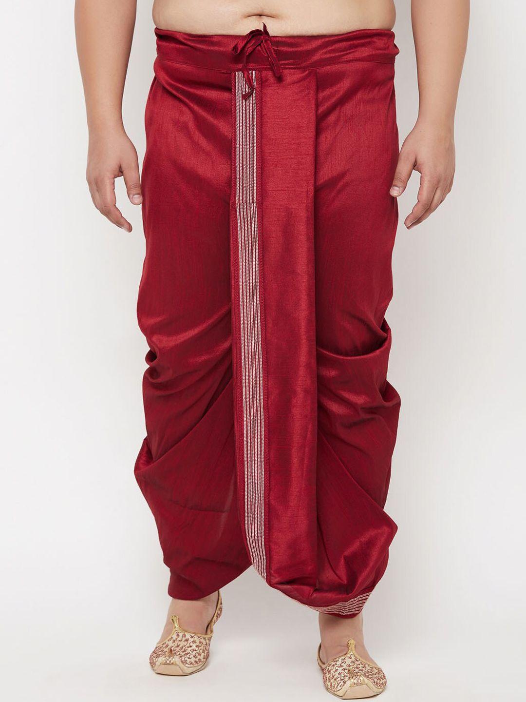 vastramay plus men maroon embroidered relaxed-fit dhoti pants