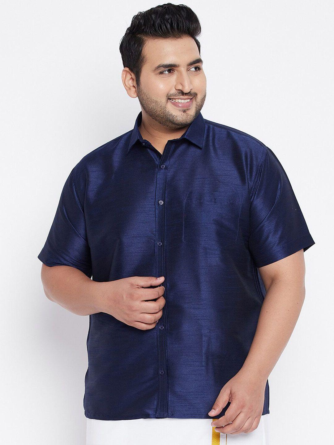 vastramay plus men navy blue premium casual shirt