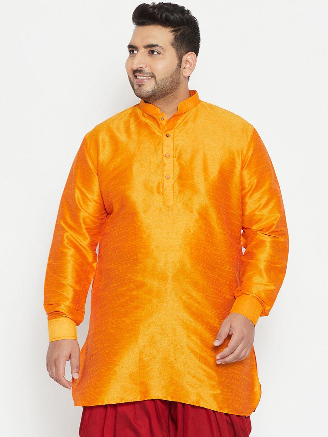 vastramay plus men orange pathani kurta