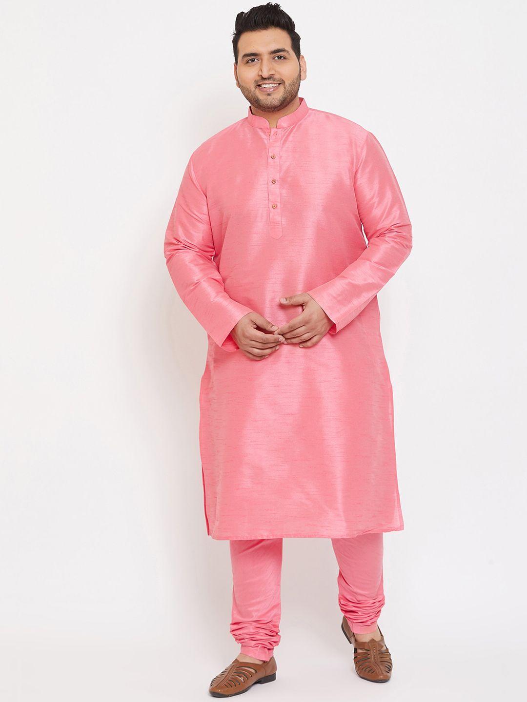 vastramay plus men pink kurta with pyjamas