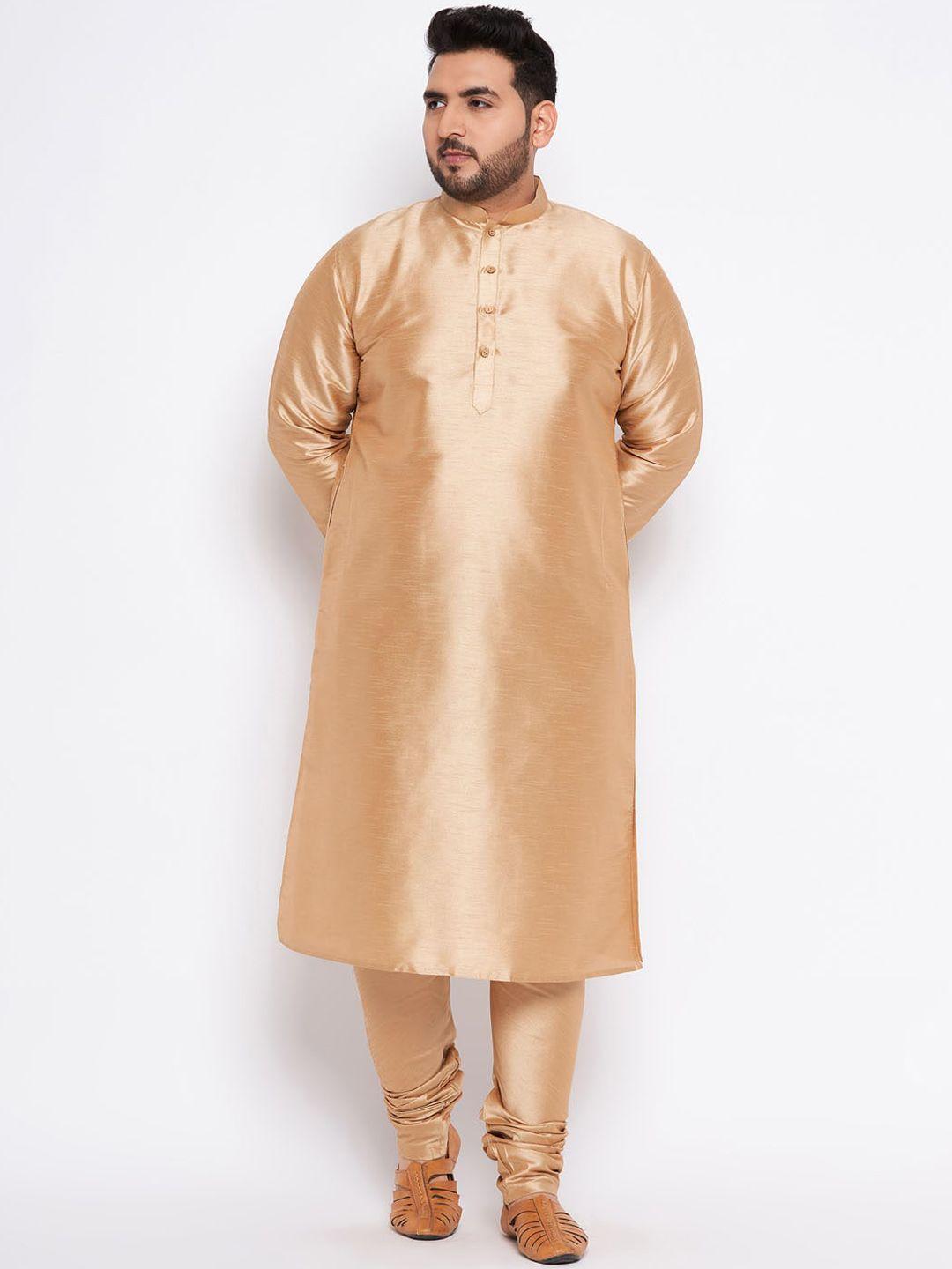 vastramay plus men rose gold regular kurta with churidar