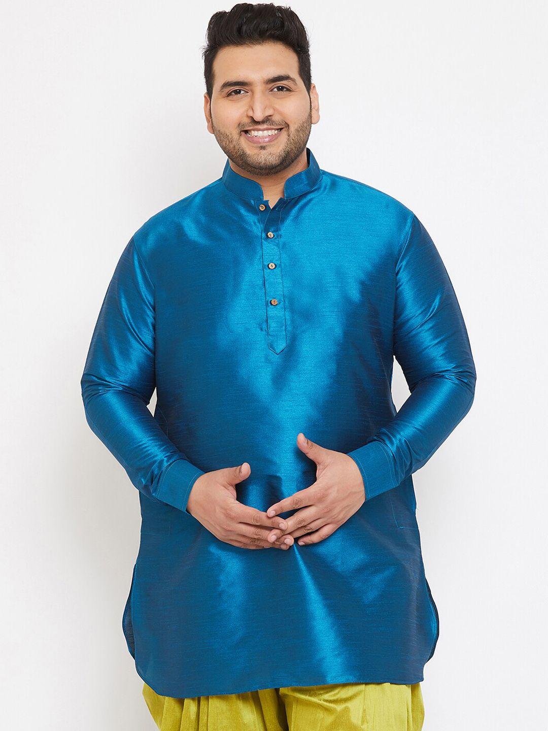 vastramay plus men turquoise blue kurta