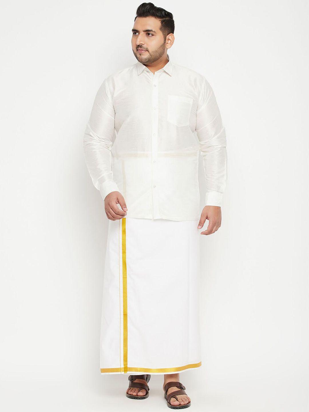 vastramay plus plus size men white shirt with dhoti