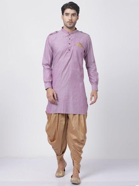 vastramay purple & gold relaxed fit kurta set