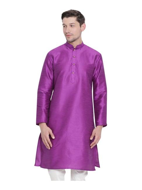 vastramay purple straight fit self pattern kurta