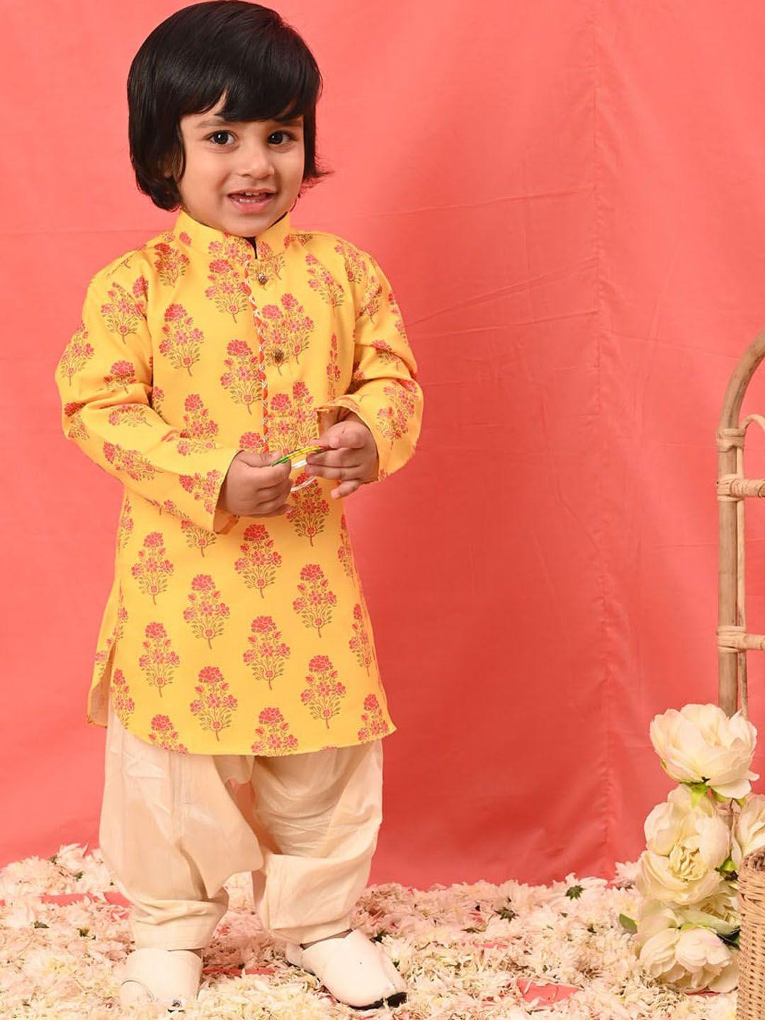 vastramay sishu boys floral printed gotta patti mandarin collar kurta with patiala